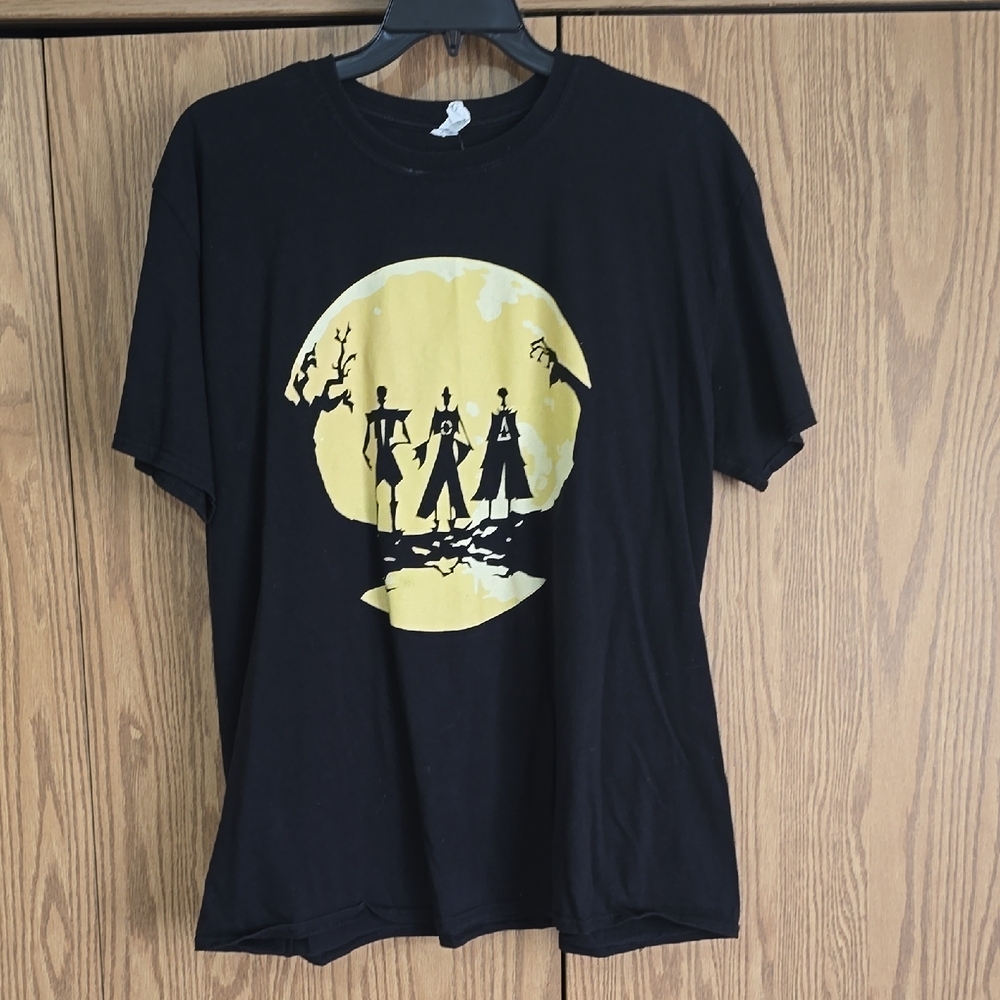 Gildan Black Tee with Yellow Moon Graphic